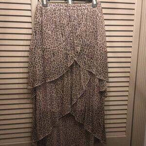 REBA 2 piece Gold Black Metallic Animal Print Tiered Skirt and Top Set XL